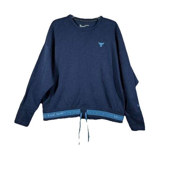 Under Armour Project Rock Womens‎ XL Sweater Crew Neck Sweatshirt 1369929 408 - Picture 1 of 8